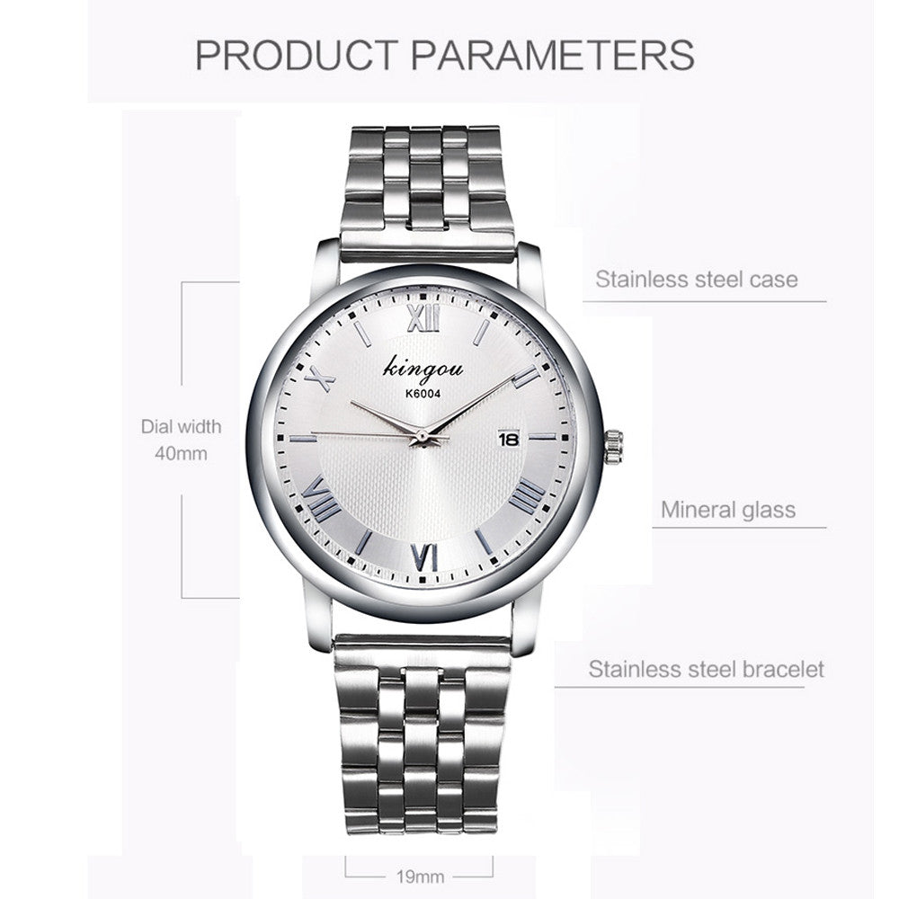 Fashion Quartz movement Business Style Man Crystal Stainless Steel