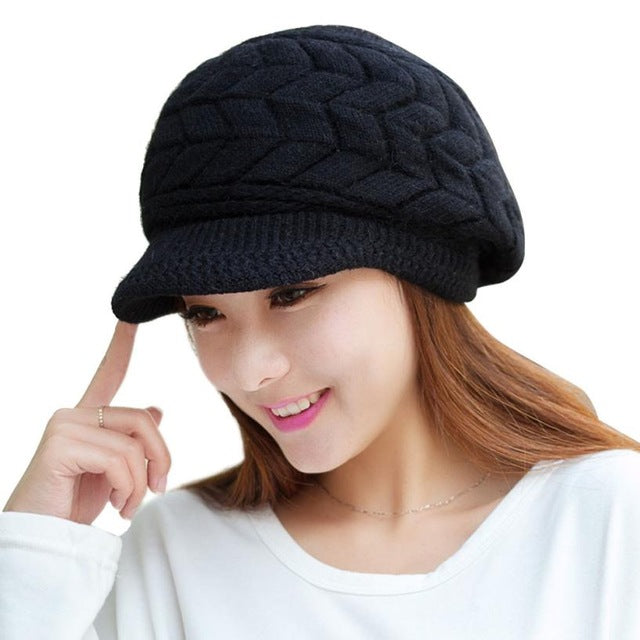 Fashion Skullies Women Winter Hats Warm Knitted