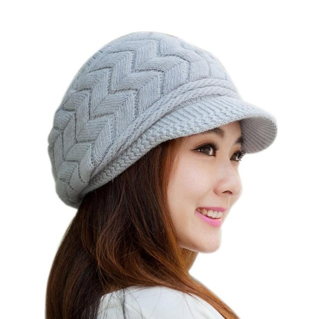 Fashion Skullies Women Winter Hats Warm Knitted