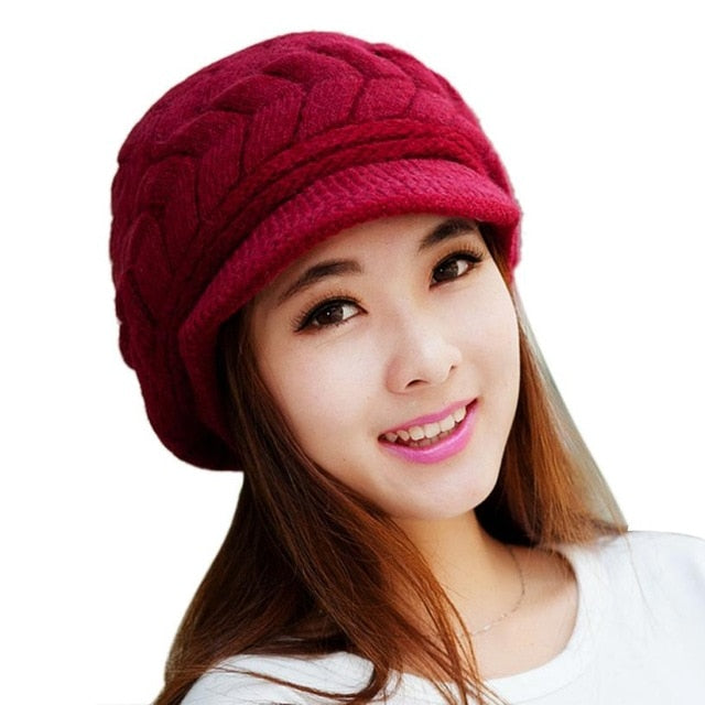 Fashion Skullies Women Winter Hats Warm Knitted