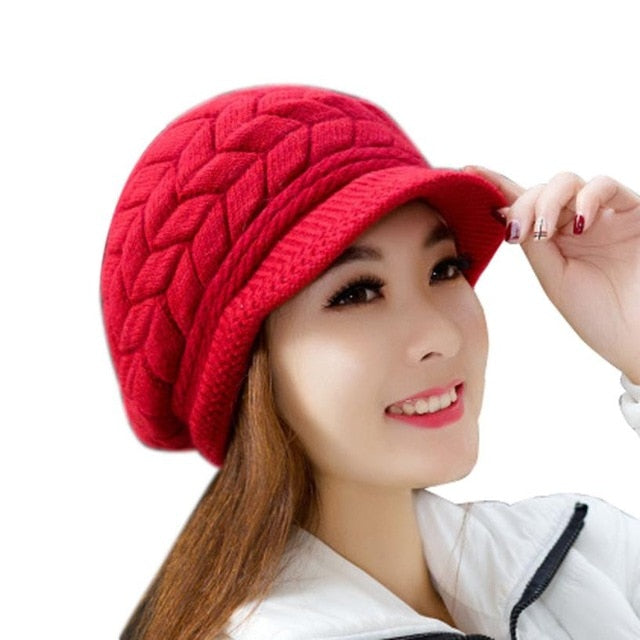 Fashion Skullies Women Winter Hats Warm Knitted
