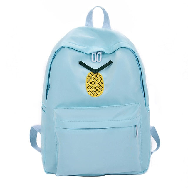 Women Nylon Backpack Solid Color Zipper Bag