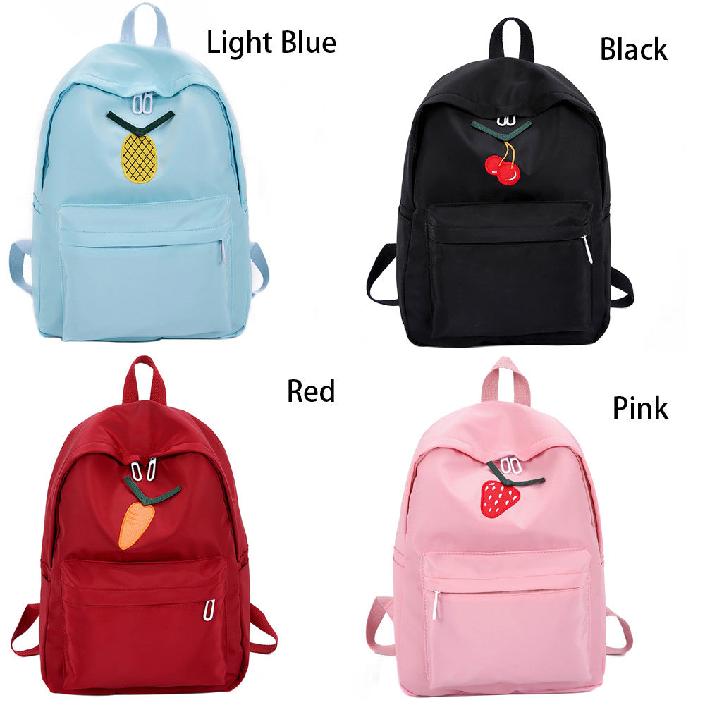 Women Nylon Backpack Solid Color Zipper Bag