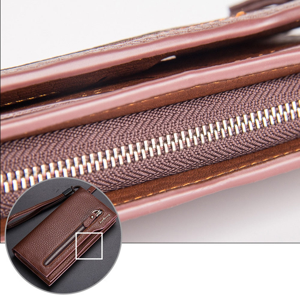 Retro Leather Wallets Mens Famous Brand Zipper