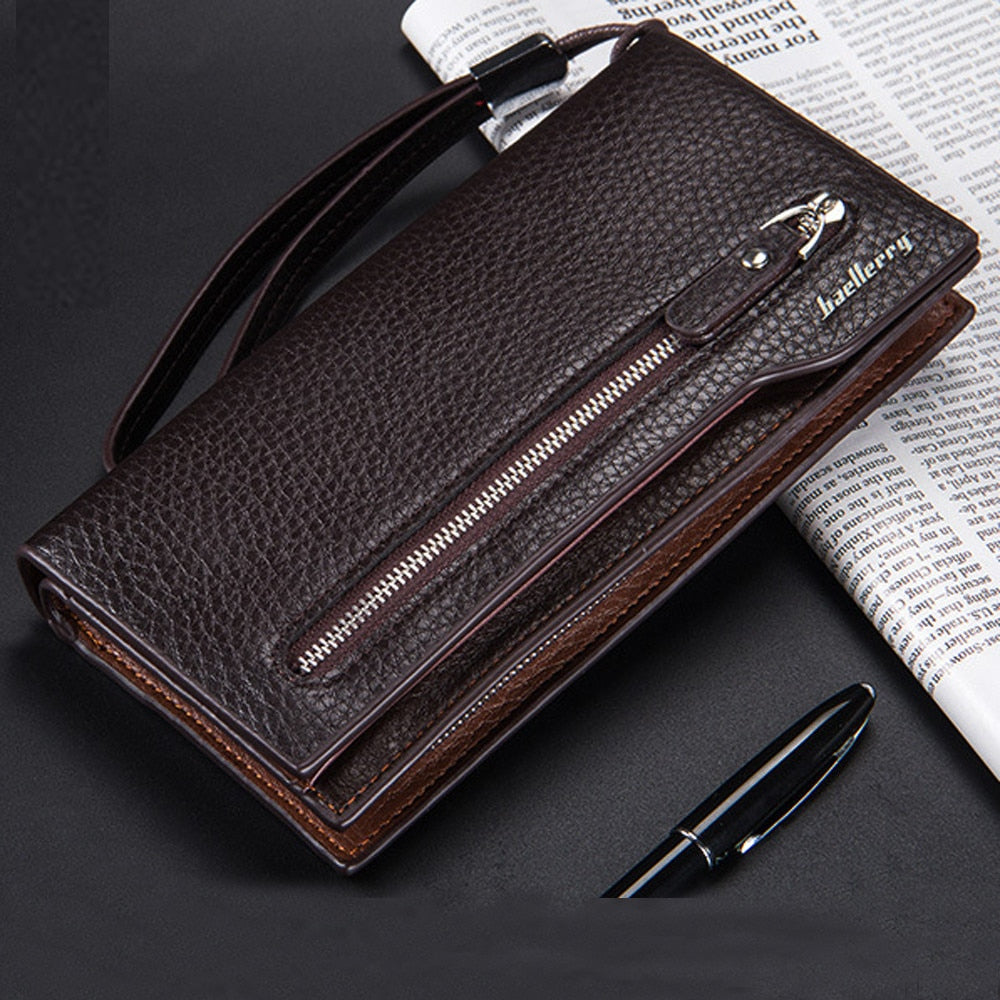Retro Leather Wallets Mens Famous Brand Zipper