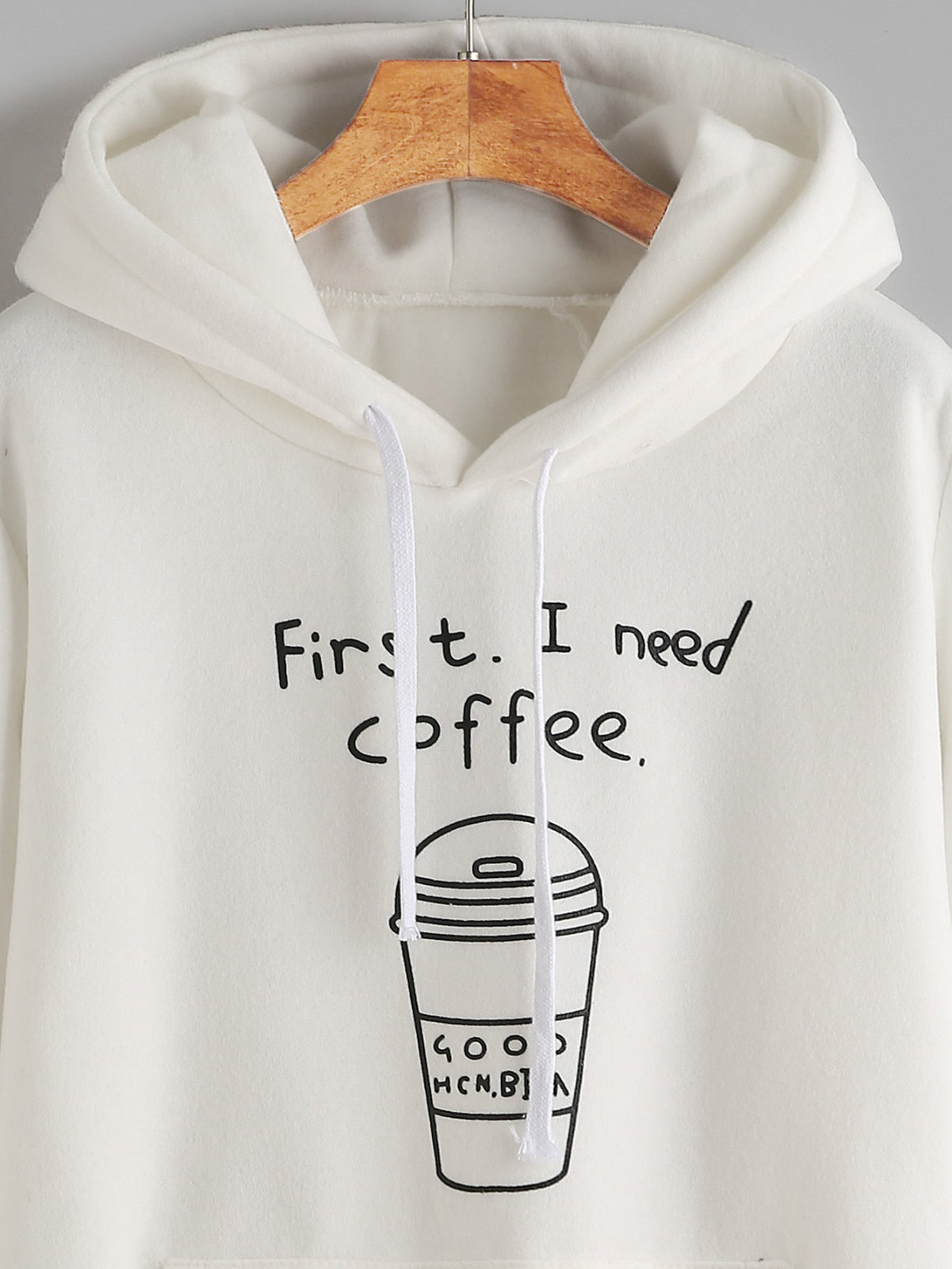 Fashion Basic Hoodies letter First I Need Coffee Women long Sleeve
