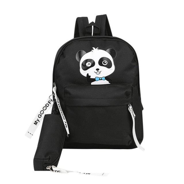 panda school bags for teenage girls canvas backpack