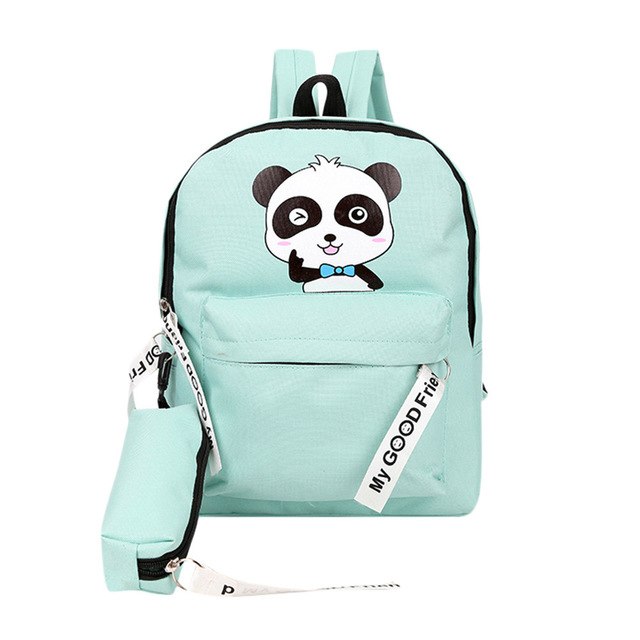 panda school bags for teenage girls canvas backpack