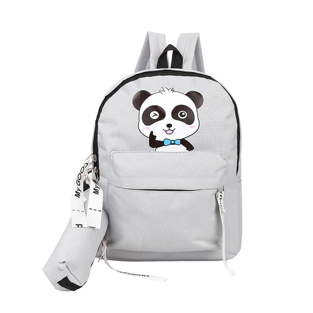 panda school bags for teenage girls canvas backpack