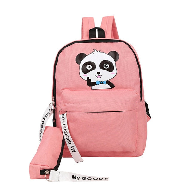 panda school bags for teenage girls canvas backpack