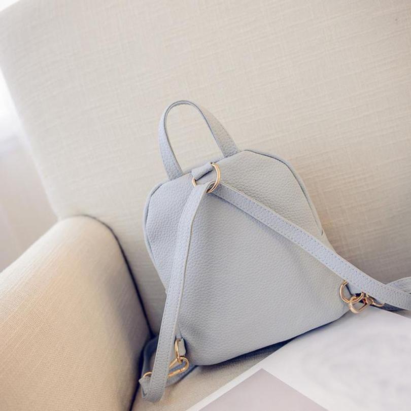 Fashion Women Leather Backpack Solid School Rucksack College Shoulder Satchel Travel Bag