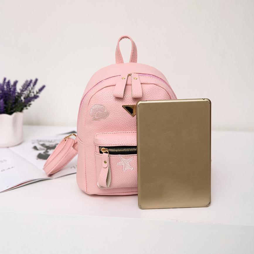 Fashion Women Leather Backpack Solid School Rucksack College Shoulder Satchel Travel Bag