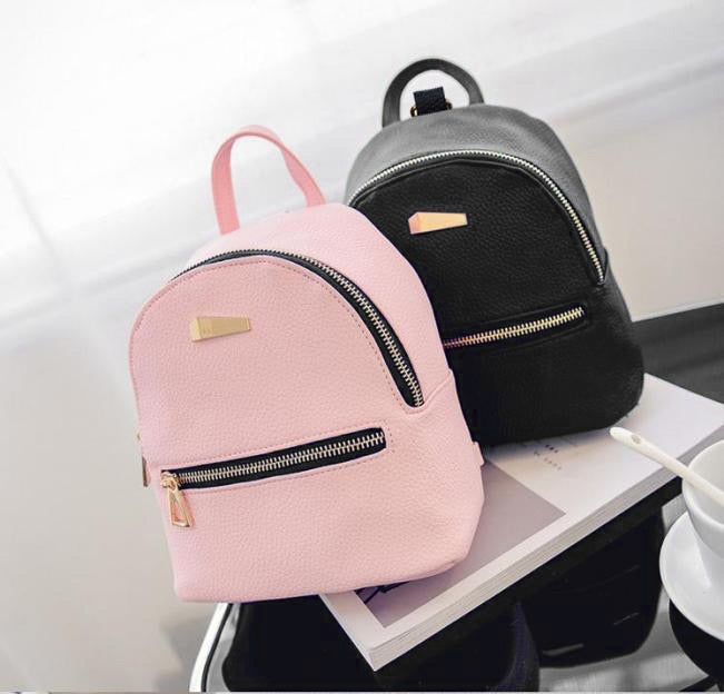 Fashion Women Leather Backpack Solid School Rucksack College Shoulder Satchel Travel Bag
