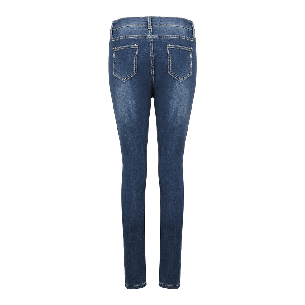 High Waist Ripped Jeans Of Women Spring Pants Capris Fashion Stretch