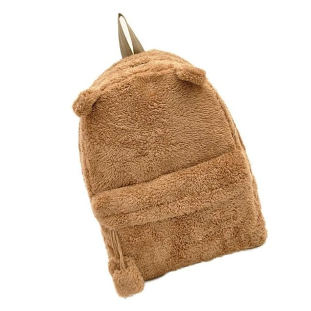 Ladies Girls Backpack Tote Cute Travel Tote Shoulder Plush Rucksack