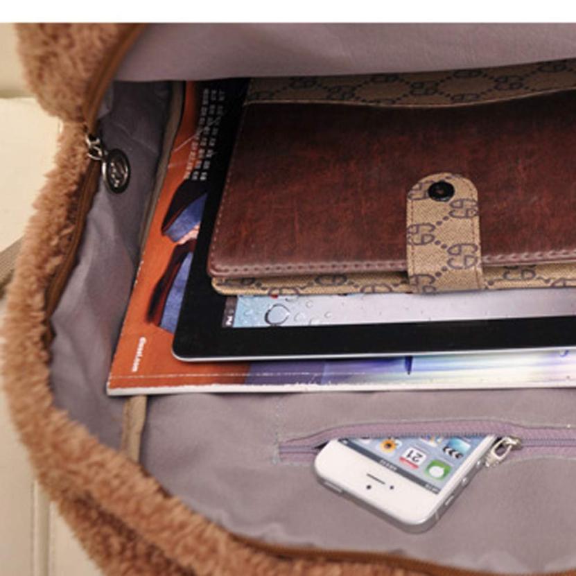 Ladies Girls Backpack Tote Cute Travel Tote Shoulder Plush Rucksack