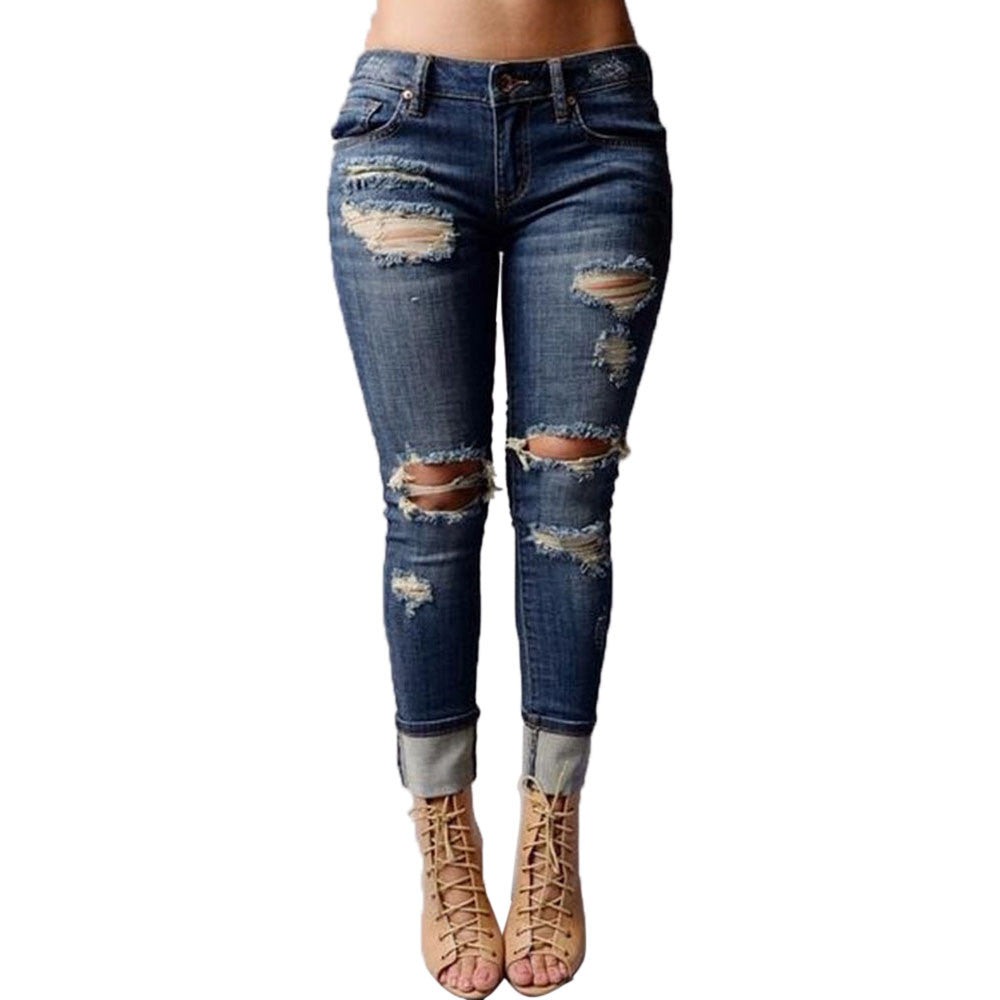 High Waist Ripped Jeans Of Women Spring Pants