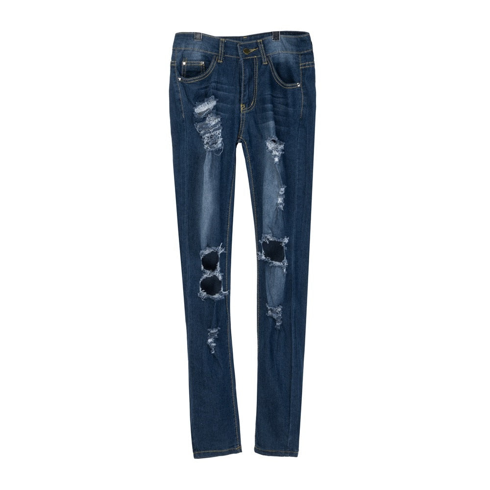 High Waist Ripped Jeans Of Women Spring Pants