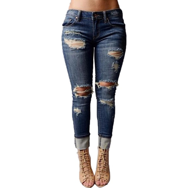 High Waist Ripped Jeans Of Women Spring Pants