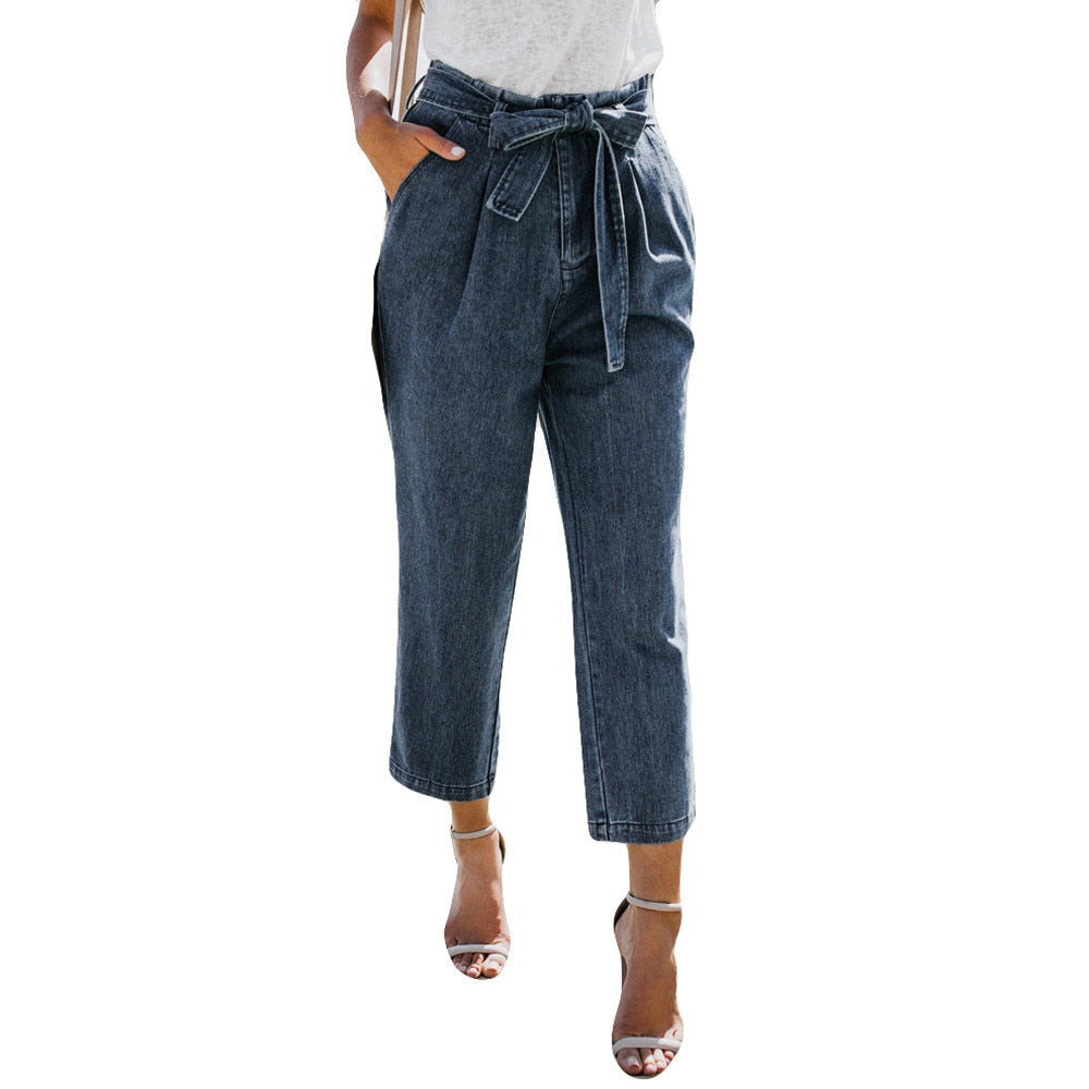 High Waist Ripped Jeans Of Women Spring Pants