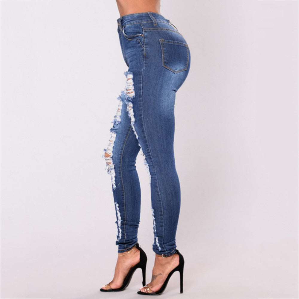 High Waist Ripped Jeans Of Women Spring Pants