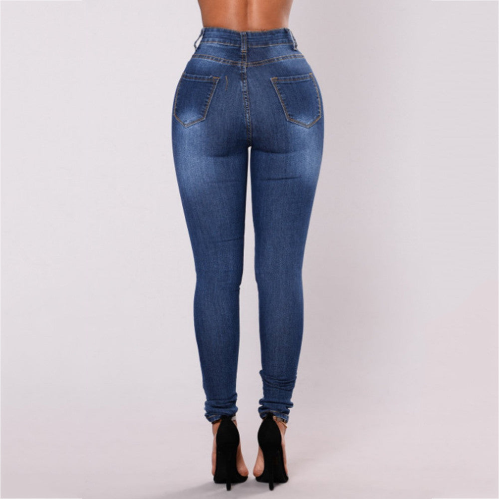 High Waist Ripped Jeans Of Women Spring Pants