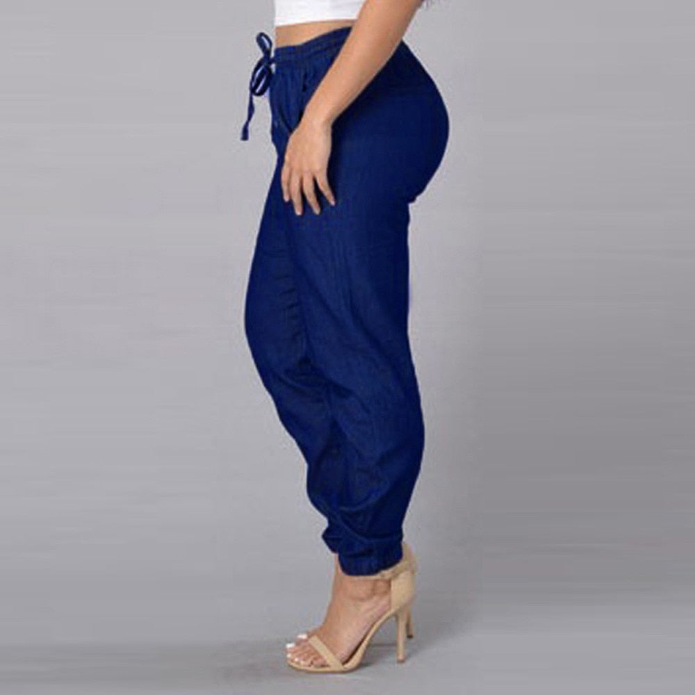 High Waist Jeans Of Women Spring Pants Capris Womens Elastic Waist Casual