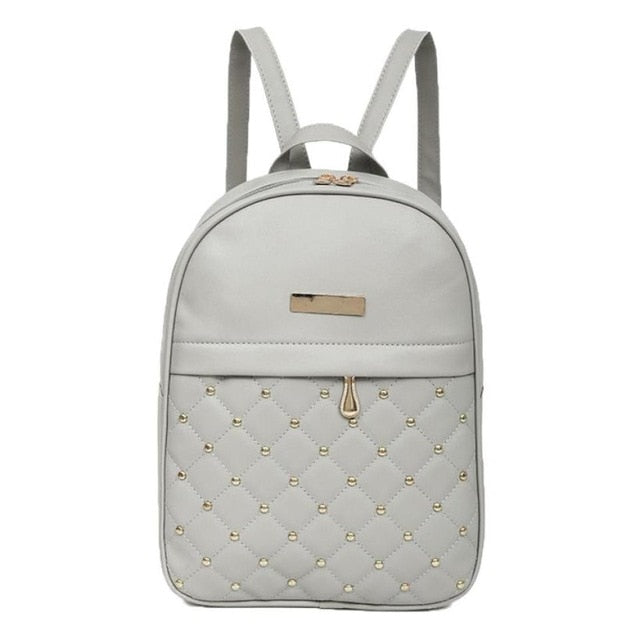 Fashion Women Zipper Pocket Bee Pearl Rivet Backpacks