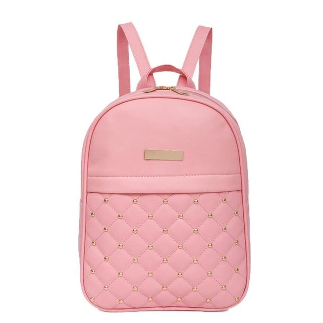 Fashion Women Zipper Pocket Bee Pearl Rivet Backpacks