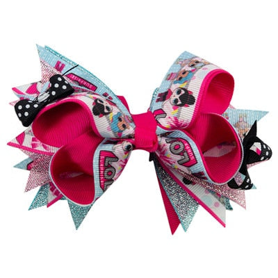 Adogirl 5Inch Cartoon Print Hair Bows for Girls Alligator Clips
