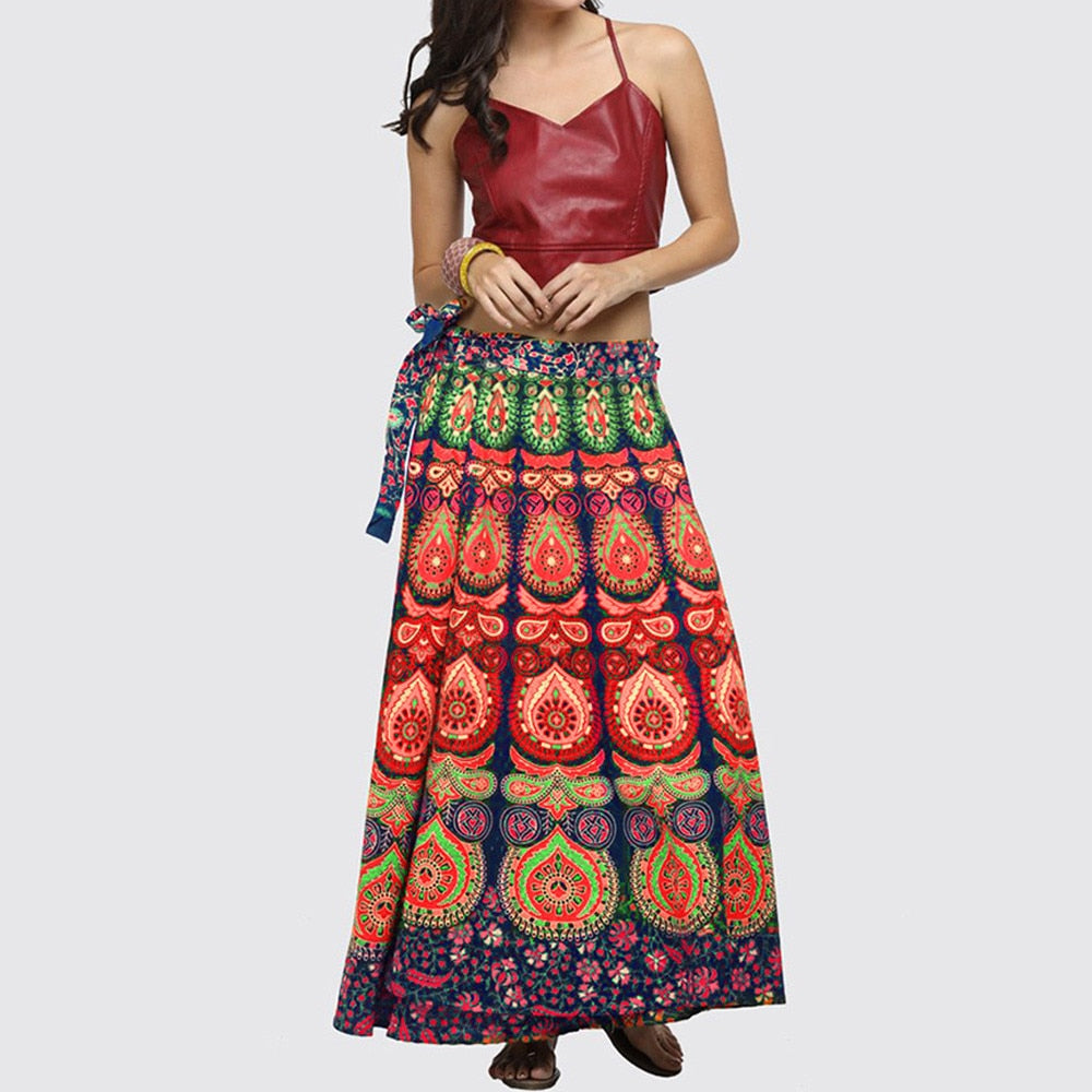 Spring Skirt Of Women Casual Multicolor Feather Loose Long Bohemian Beach