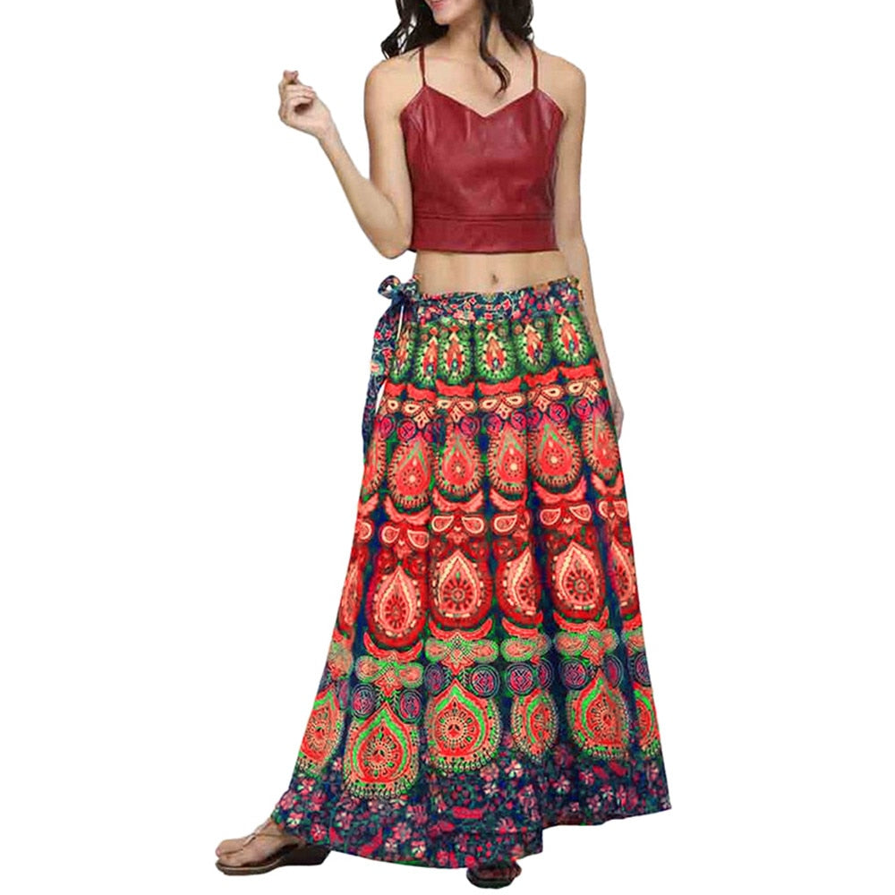Spring Skirt Of Women Casual Multicolor Feather Loose Long Bohemian Beach