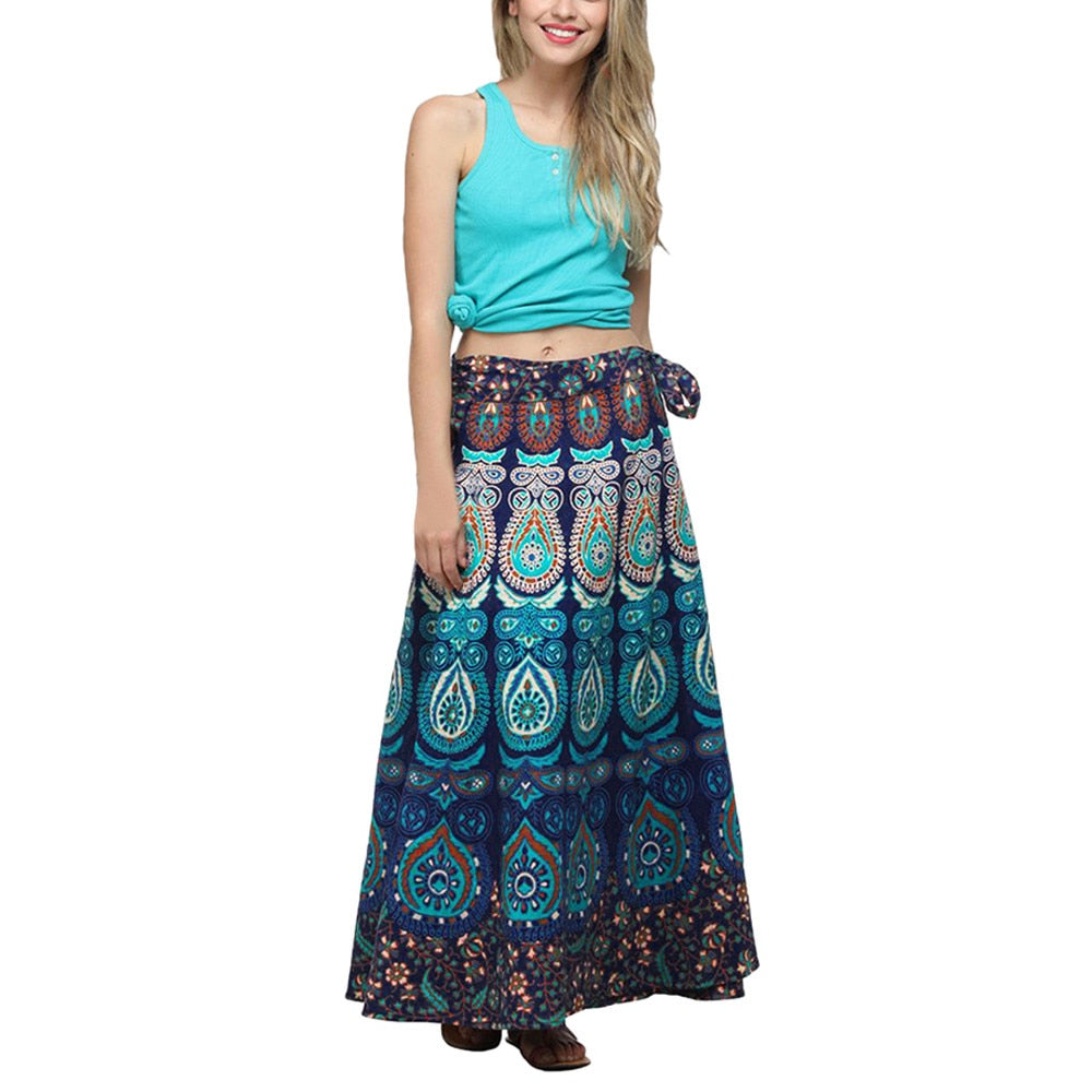 Spring Skirt Of Women Casual Multicolor Feather Loose Long Bohemian Beach