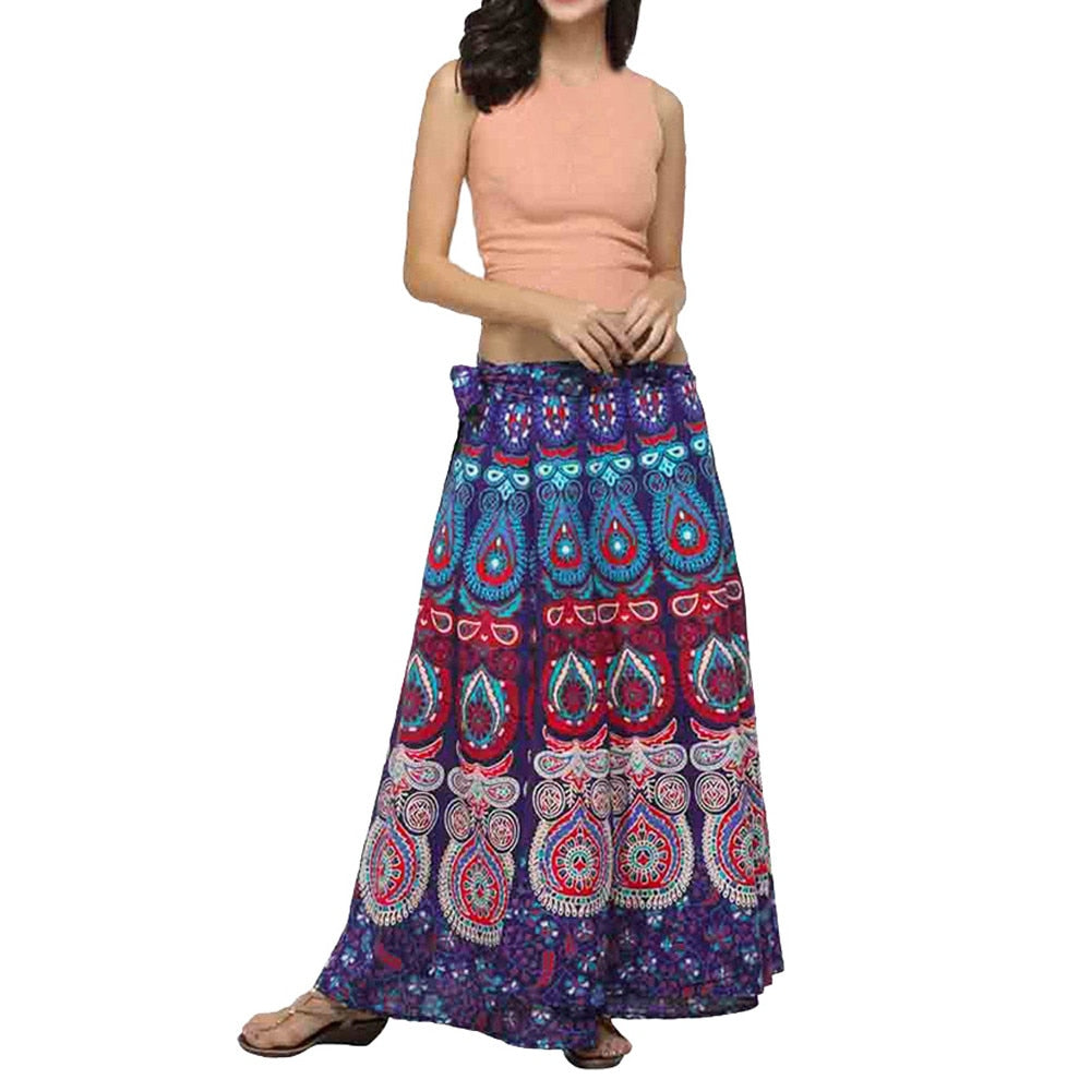 Spring Skirt Of Women Casual Multicolor Feather Loose Long Bohemian Beach