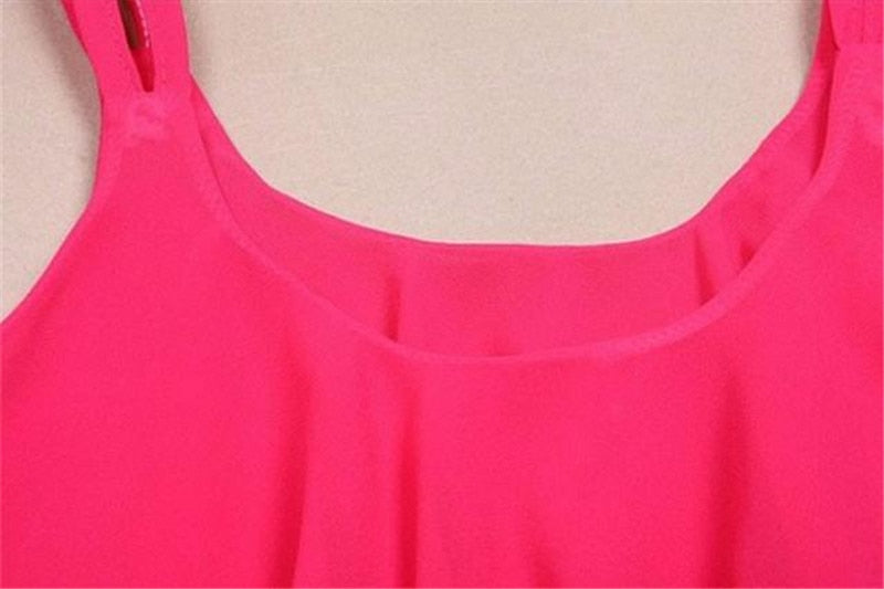 Crop Tops Summer Fashion Bilayer Sleeveless Shirt Chiffon Loose Vest Tank