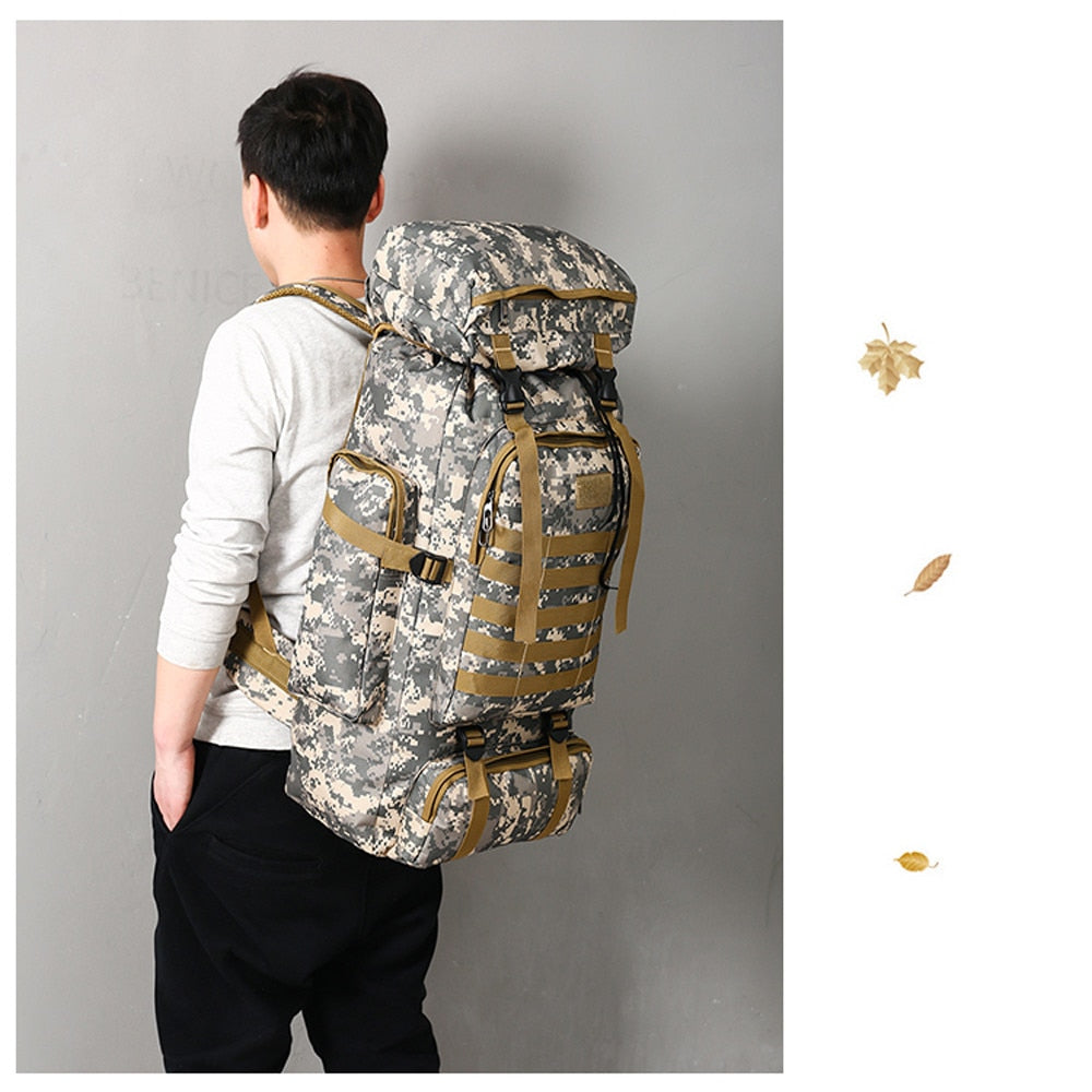 60L Military Tactical Backpack Camping Bags Mountaineering