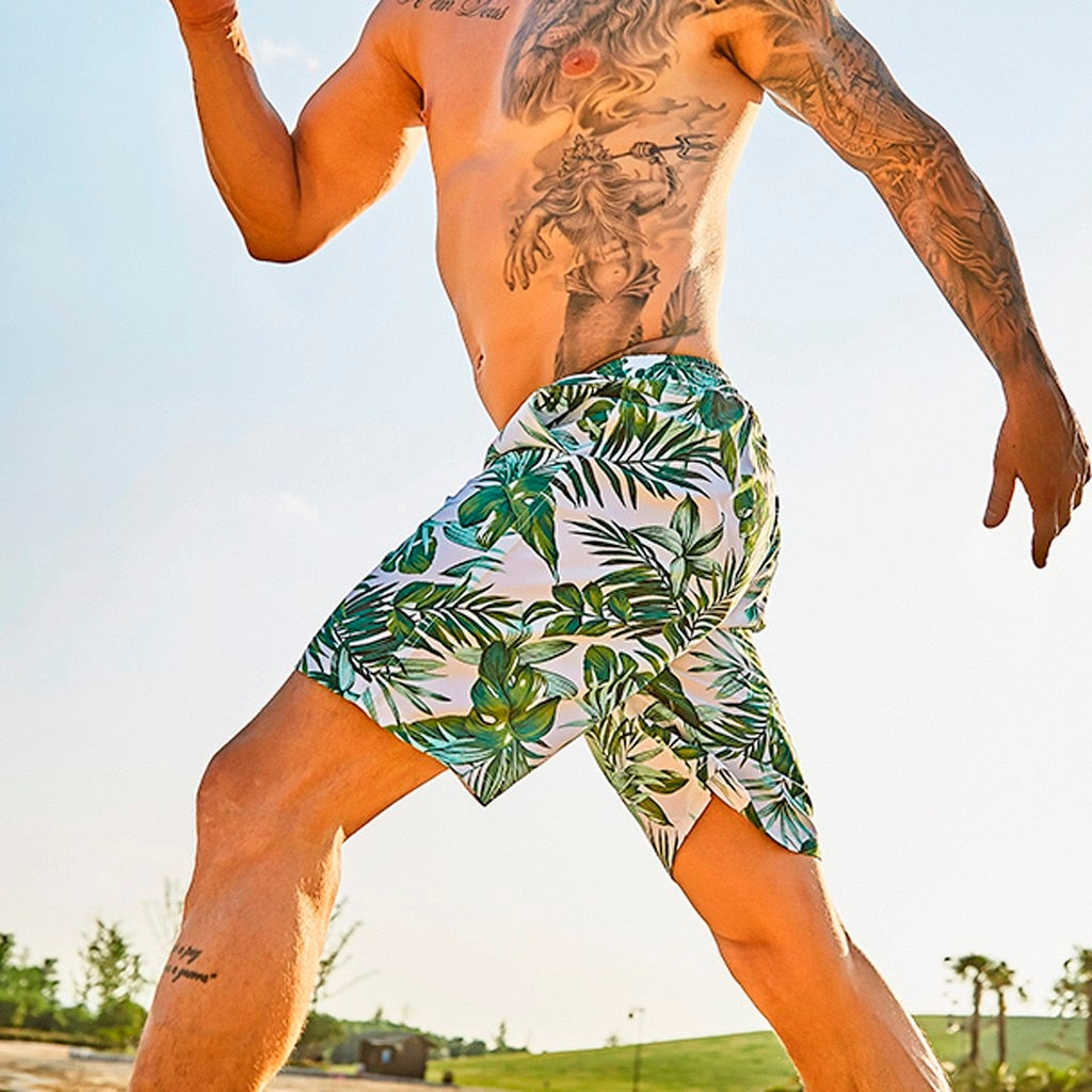 Men's Hawaiian Shorts Stretch Quick Dry Beach Surf Running 3D printing