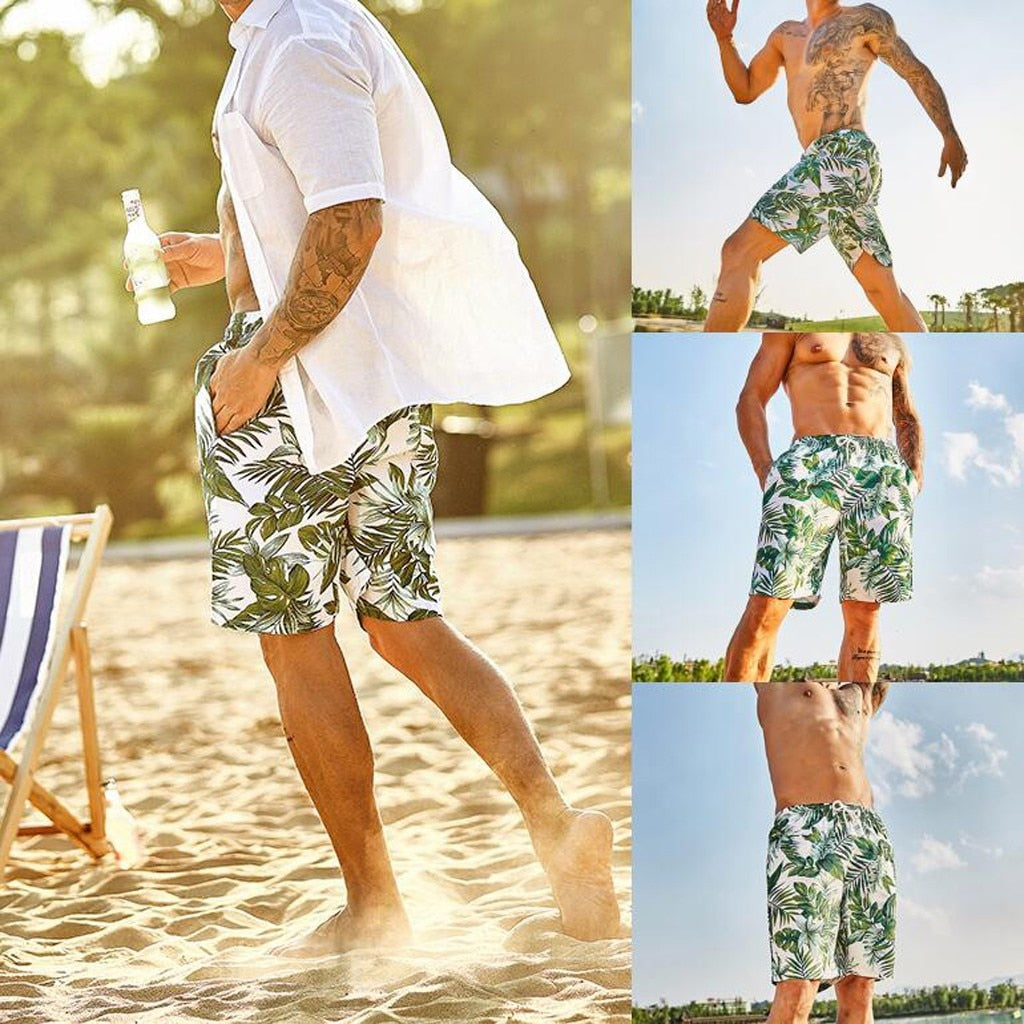 Men's Hawaiian Shorts Stretch Quick Dry Beach Surf Running 3D printing