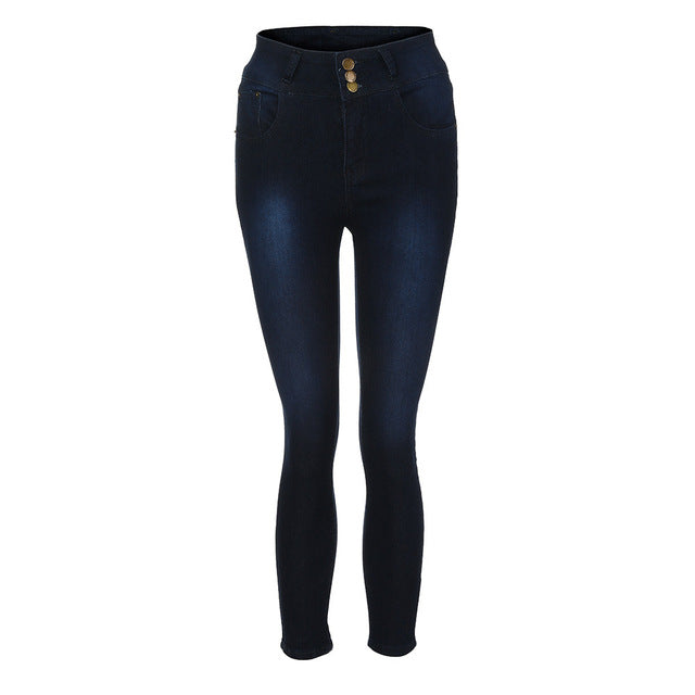 High Waist Ripped Jeans Of Women Spring Pants Capris Skinny Stretch