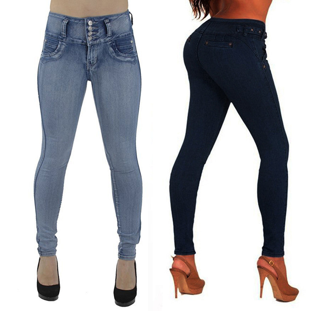 High Waist Ripped Jeans Of Women Spring Pants Capris Skinny Stretch