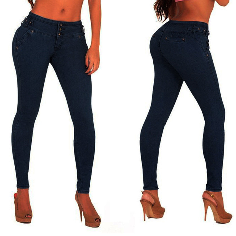 High Waist Ripped Jeans Of Women Spring Pants Capris Skinny Stretch