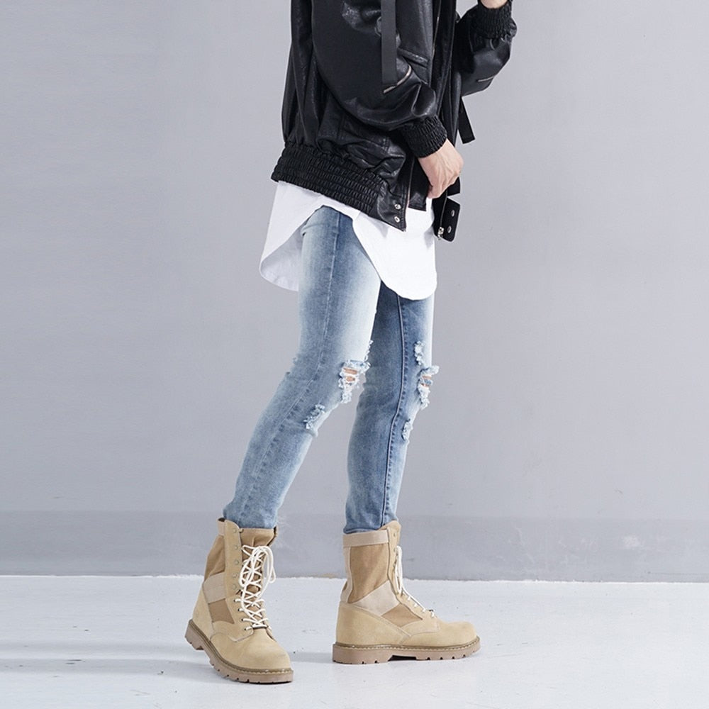 High Waist Ripped Jeans Of Women Spring Pants