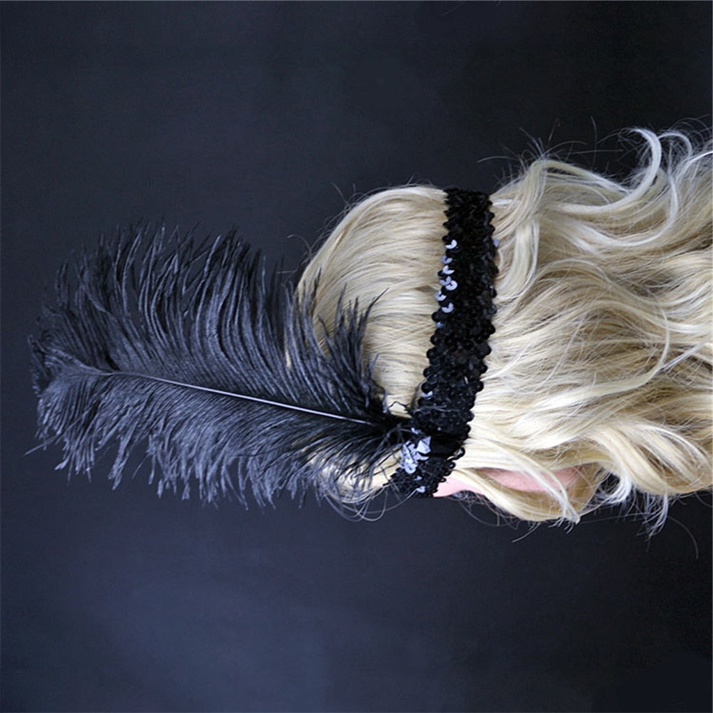 Headpiece Black Feather Flapper Headband Great Gatsby