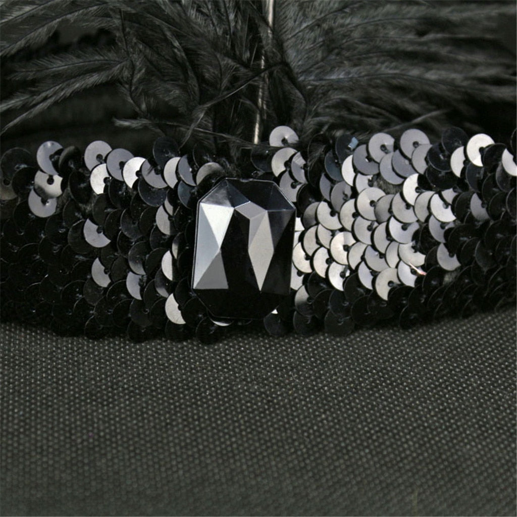 Headpiece Black Feather Flapper Headband Great Gatsby