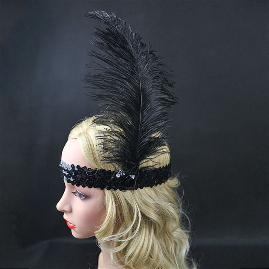 Headpiece Black Feather Flapper Headband Great Gatsby