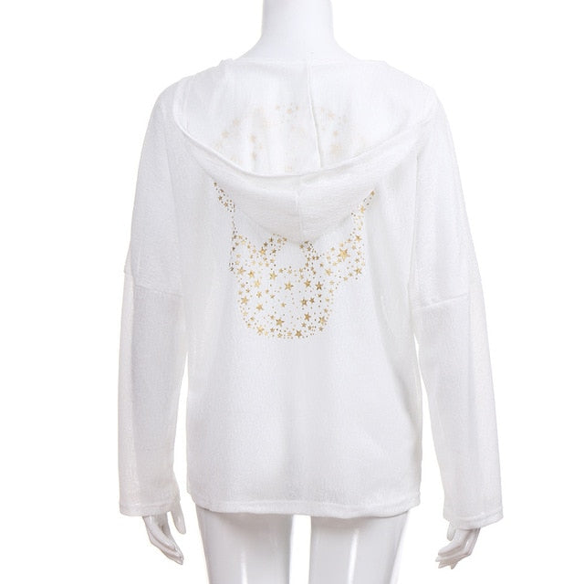 Hip Hop Womens Skulls Print Sweatshirt Autumn