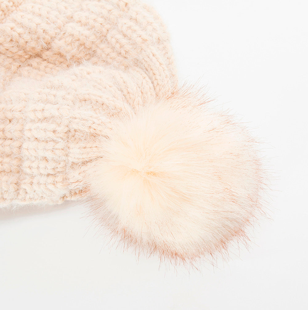 Casual Men Women Winter Cap Solid Ear Protector Slouchy Hairball Hat