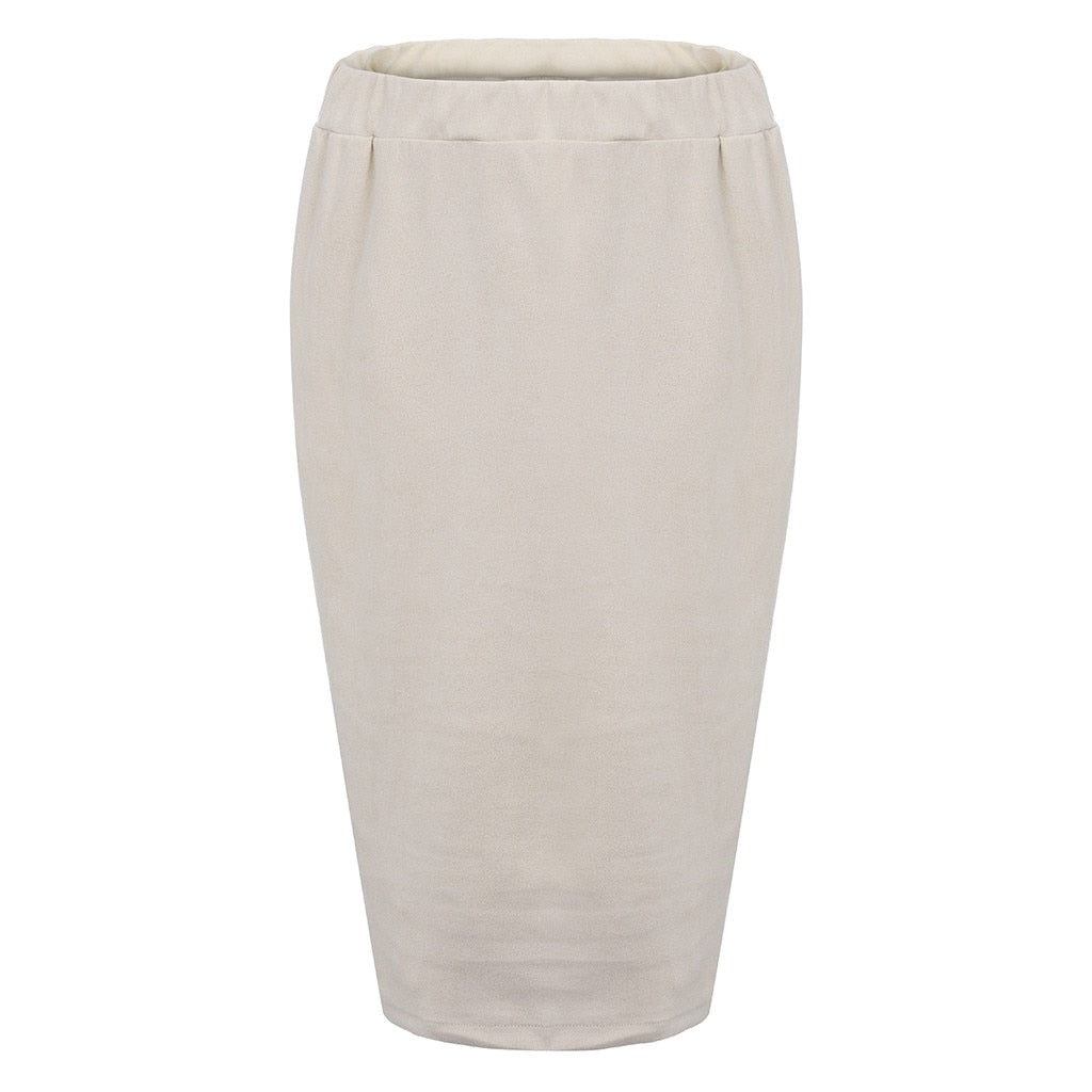 Spring Skirt Of Women Solid Slim High Waist Pencil Zippers Knee-Length