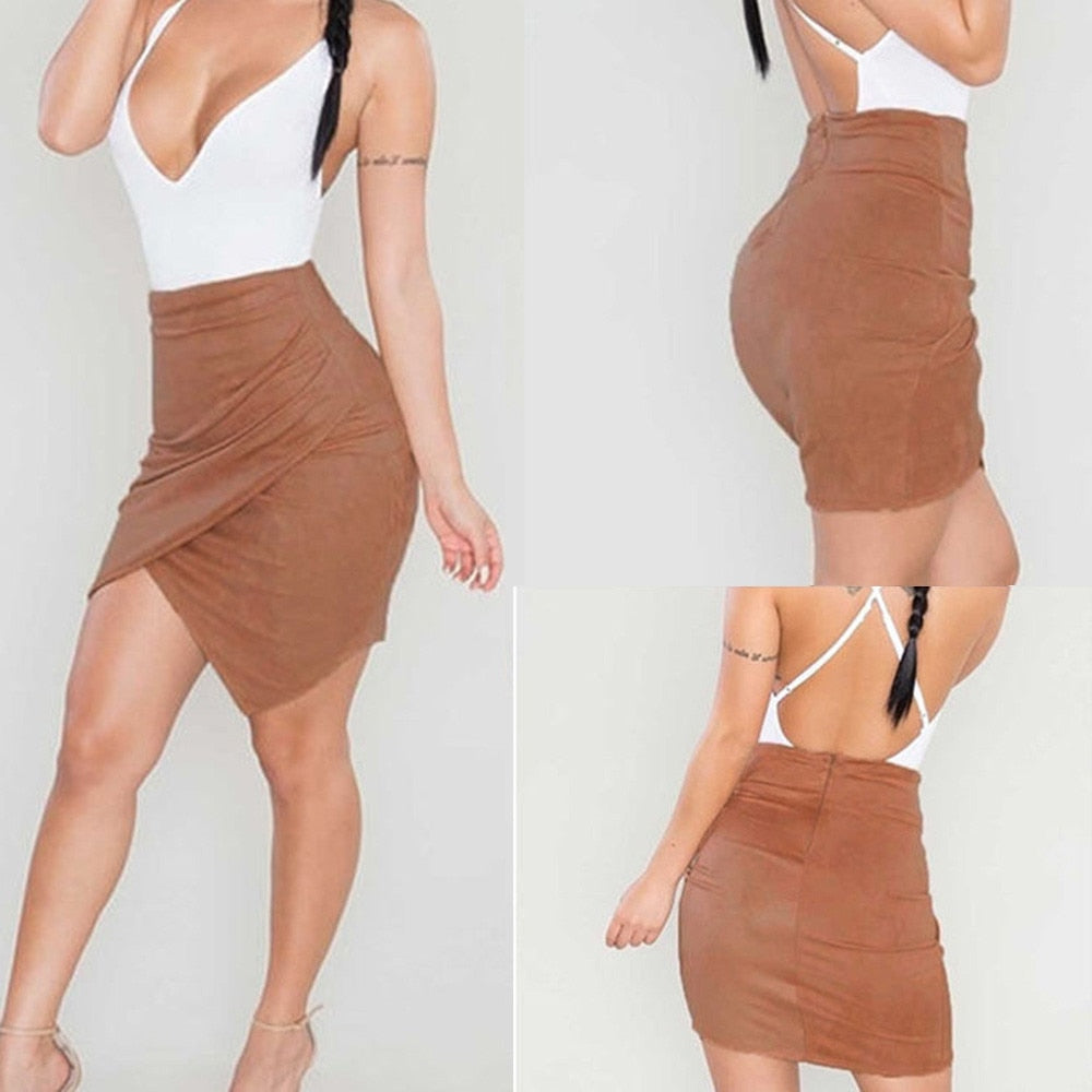 Spring Skirt Of Women Sexy Irregular High Waisted Pencil