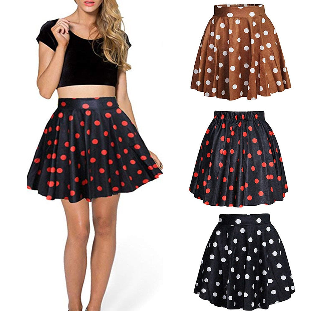 Polka Dot Skirt Of Women Casual Party High Waisted Candy Colors
